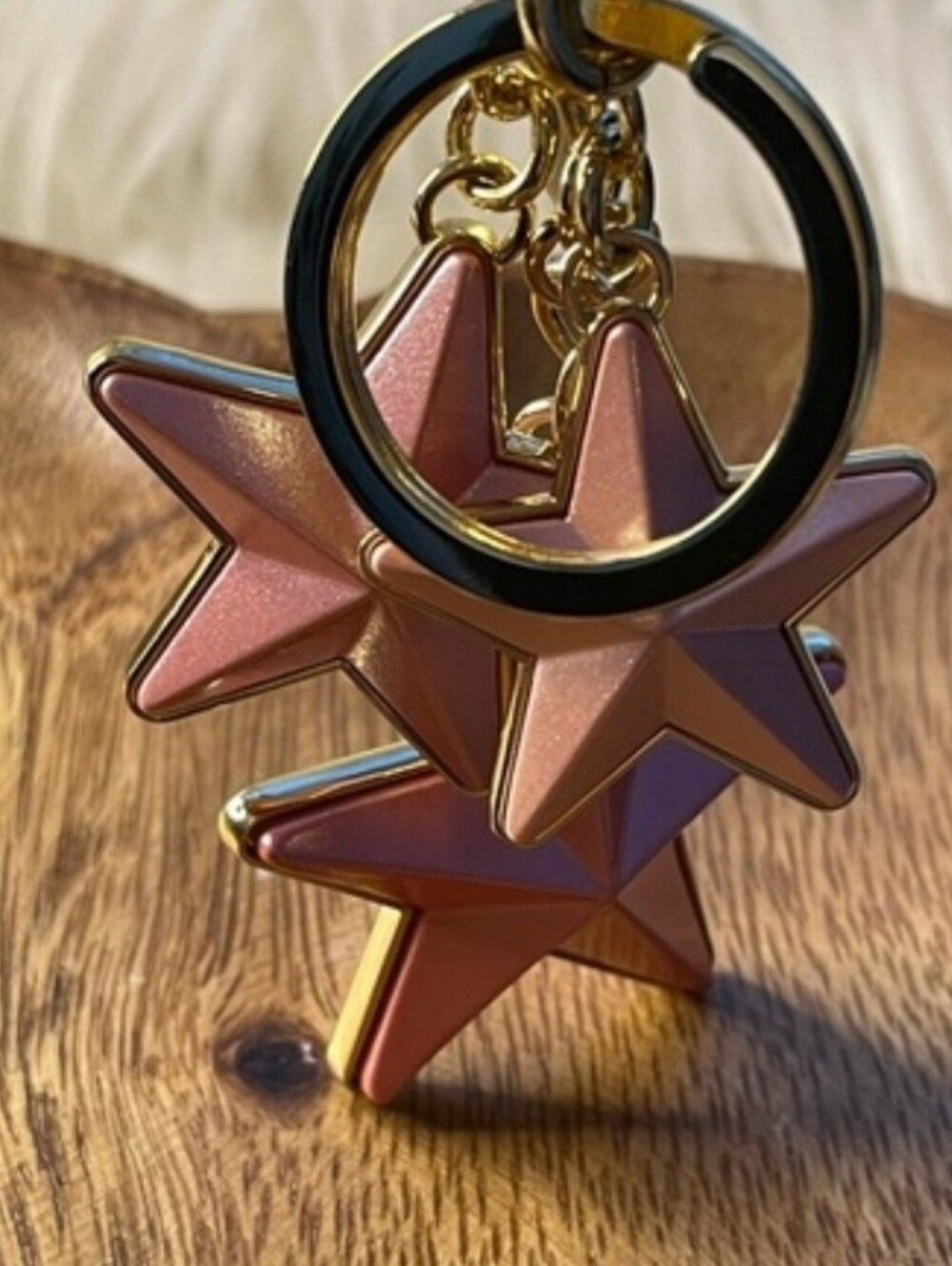 Coach Y2K Pink Acrylic 3D Star Bag Charm Keychain Gold Tone - Picture 9 of 11